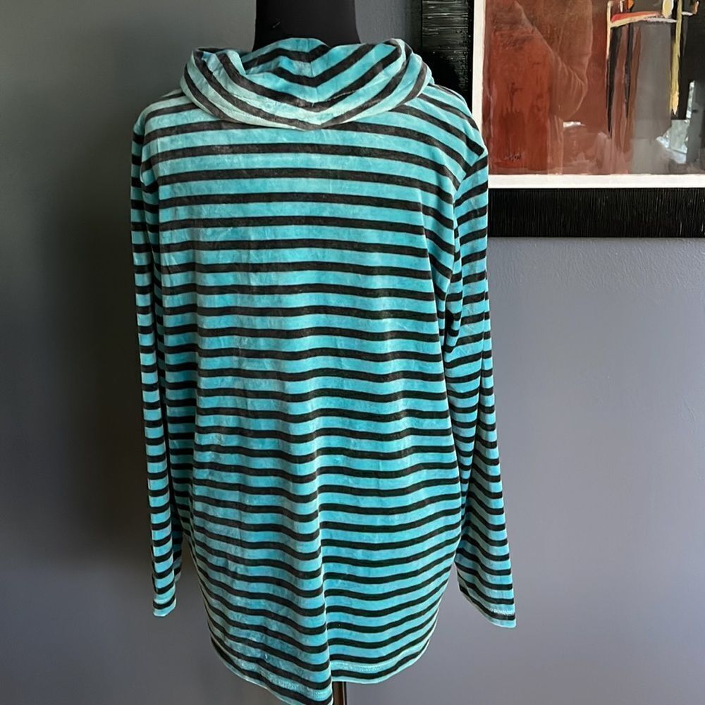 Talbots soft stretch velour striped drawstring cowl neck top. NWT. Size 1XP. - Picture 4 of 5